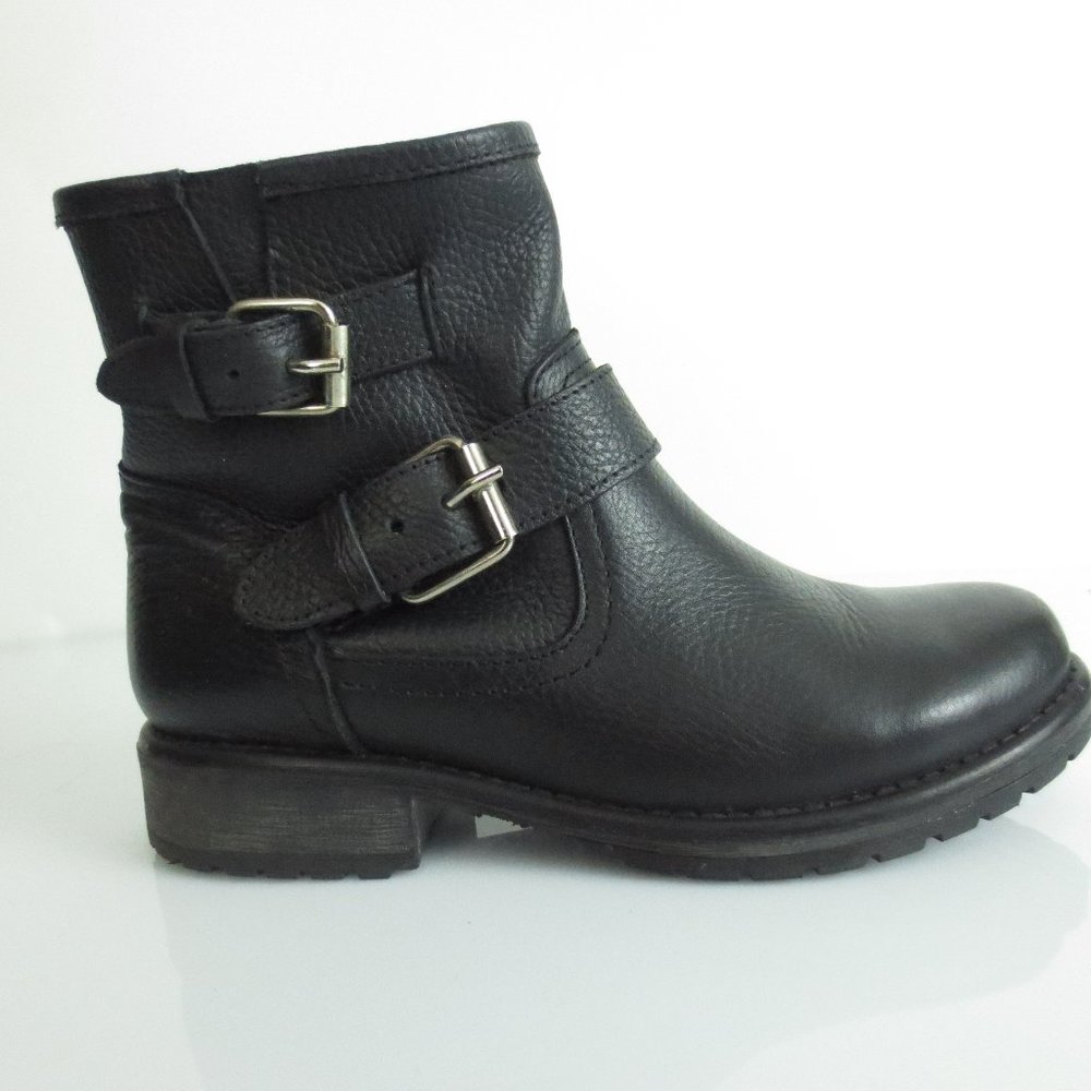 New Steve Madden Blanco Leather Ankle Boots Black
